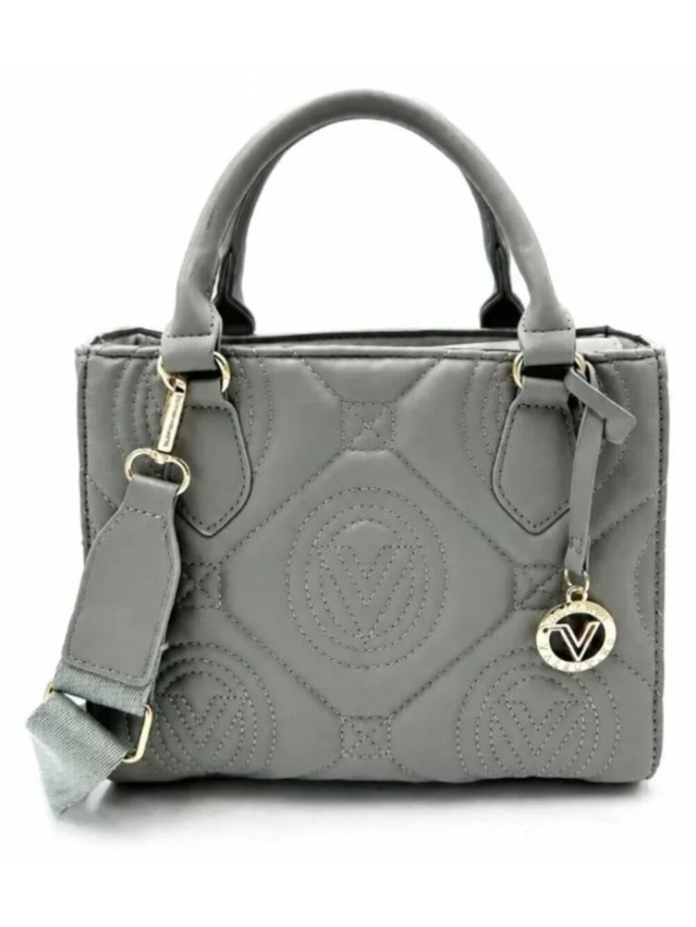 Valentino Orlandi Small Kayla Quilted Tote Grey